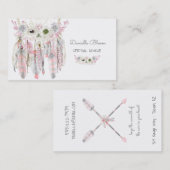 ドリームキャッチャーBohoアローズ羽毛ピンクグレー 名刺 (正面/裏面)