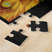 ドリームキャットグリーンの目ファンタジー黄金の羽 ジグソーパズル (側面)