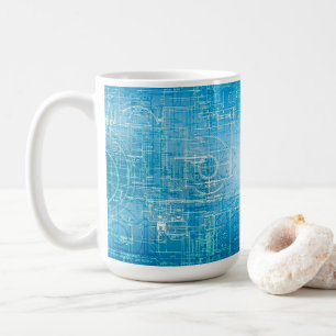 ドリームコーヒーマはっきりしたグのブループリント コーヒーマグカップ