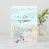 ドリームショアビーチティール(緑がかった色)ウェディングザデイト セーブザデート (スタンド正面)