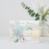 ドリームショアビーチティール(緑がかった色)サンキューユー ポストカード (スタンド正面)