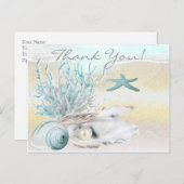 ドリームショアビーチティール(緑がかった色)サンキューユー ポストカード (正面/裏面)