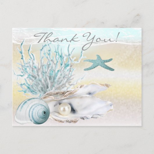 ドリームショアビーチティール(緑がかった色)サンキューユー ポストカード (正面)