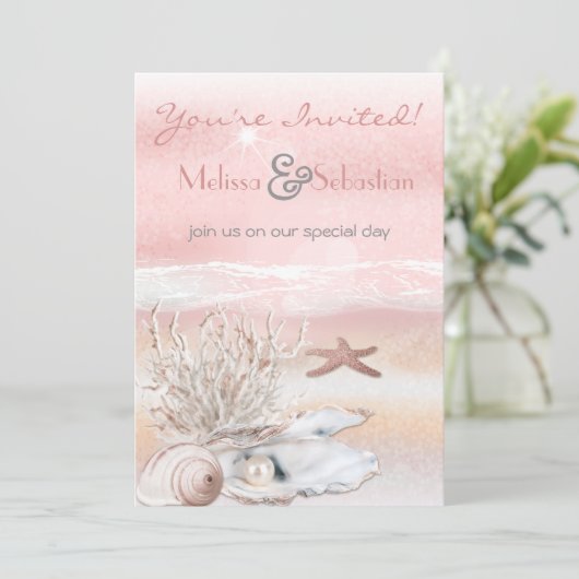 ドリームショアビーチピーチウェディングアクト 招待状 (スタンド正面)