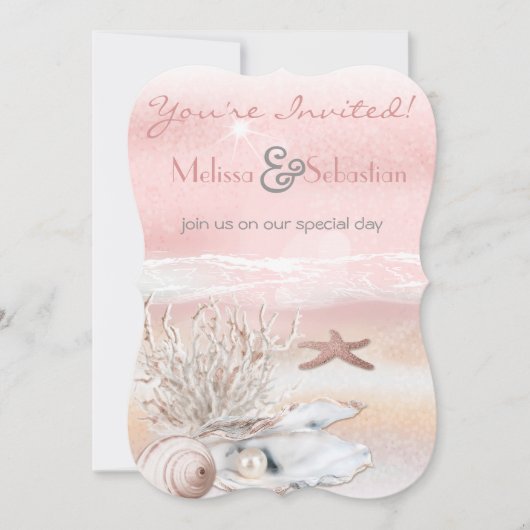 ドリームショアビーチピーチウェディングアクト 招待状 (正面)