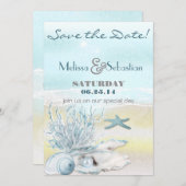 ドリームショアビーチブルーウェディングザデイト セーブザデート (正面/裏面)