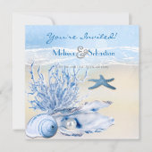 ドリームショアビーチ非常に青い結婚式の招待 招待状 (正面)