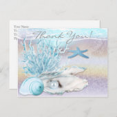 ドリームショアビーチDKティール（緑がかった色）サンキューユー ポストカード (正面/裏面)