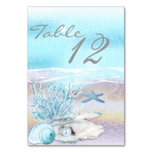 ドリームショアビーチDKティール（緑がかった色）結婚ズテーブルカード テーブルナンバー (正面)