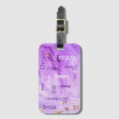 ドリームスクリプトパープル金ゴールド水色 ラゲッジタグ (正面縦)