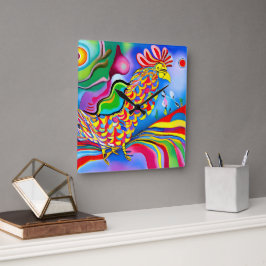 「ドリームスケープ・バード」。超現実的な抽象芸術の球菌 スクエア壁時計