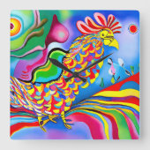 「ドリームスケープ・バード」。超現実的な抽象芸術の球菌 スクエア壁時計 (正面)