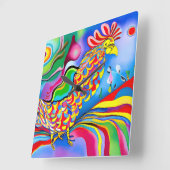 「ドリームスケープ・バード」。超現実的な抽象芸術の球菌 スクエア壁時計 (傾斜)