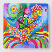 「ドリームスケープ・バード」。SQ超現実的な抽象芸術 スクエア壁時計 (正面)