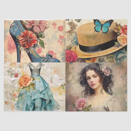 ドリームズガーリーコラージュティッシュペーパー 薄葉紙 (正面)