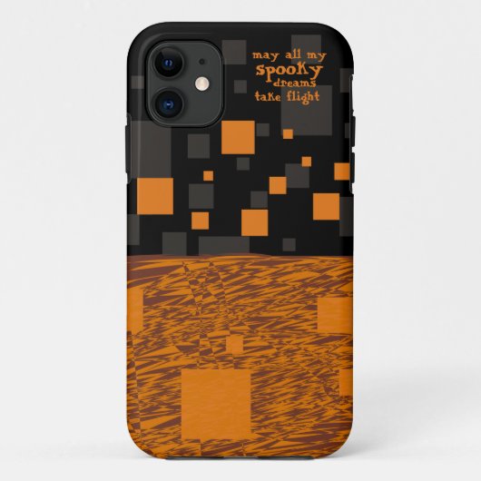 ドリームズ不気味ハロウィーンオレンジブラックスクウェアグレー Case-Mate iPhoneケース (裏面)