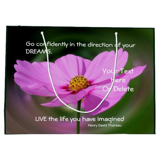 ドリームズ引用文コ感動的スパーソナライズされたモス ラージペーパーバッグ (裏面)