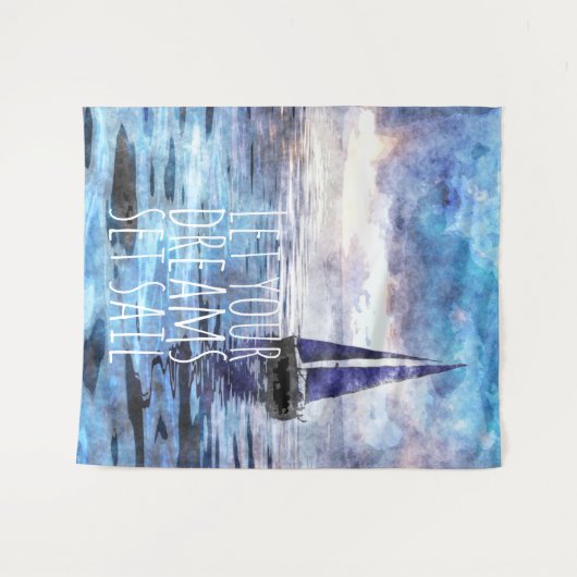 ドリームセイル感動的引用文海ブルーサンセット タペストリー (正面(横))