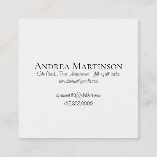 ドリームタイポ感動的グラフィデザイン スクエア名刺 (裏面)