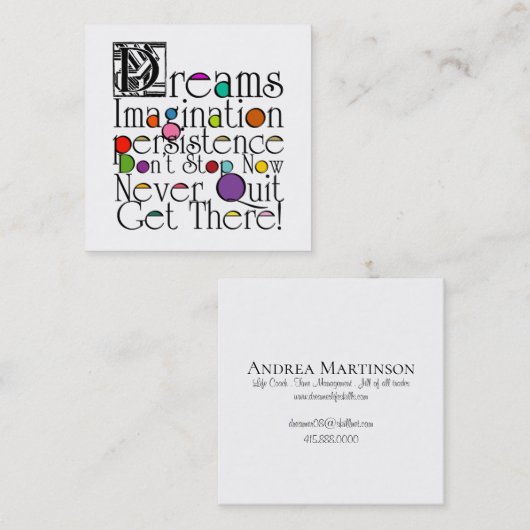 ドリームタイポ感動的グラフィデザイン スクエア名刺 (正面/裏面)