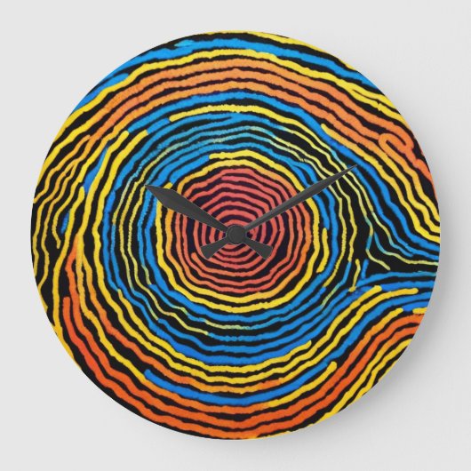 ドリームタイムオーストラリアアボリジナルデザイン#2 ラージ壁時計 (正面)