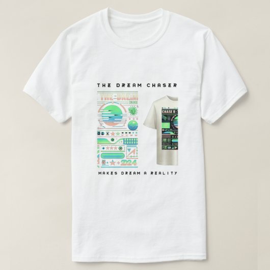「ドリームチェザー」鮮やか抽象デザイン Tシャツ (デザイン正面)