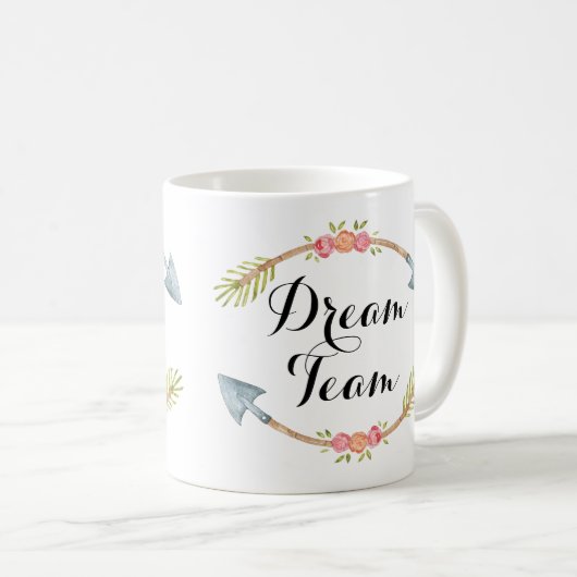 ドリームチームの水色のトライバル矢印 コーヒーマグカップ (正面右)