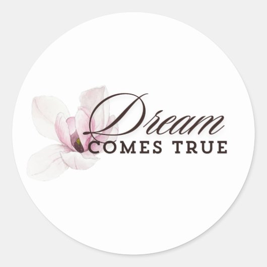 ドリームトゥル来 – ソフトピンクとホワイトのフローラのウェート ラウンドシール (正面)