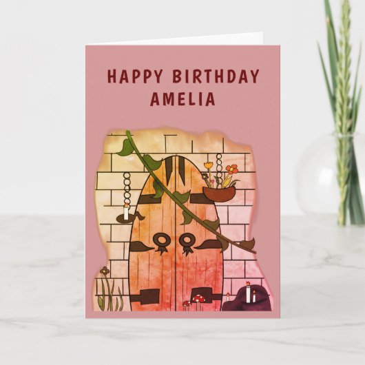 ドリームドアフェアリーテイルスケッチガール誕生日 カード (正面)