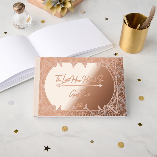 ドリームドラゴンフライのコーンフラワー、星、シェブロン ゲストブック (正面見開き)