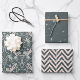 ドリームドラゴンフライのコーンフラワー、星、シェブロン ラッピングペーパーシート