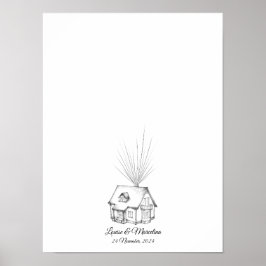 ドリームハウスフィンガープリント結婚ズゲストブック ポスター