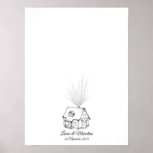 ドリームハウスフィンガープリント結婚ズゲストブック ポスター (正面)