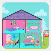 ドリームハウス実在エステートエージェントステッカー スクエアシール (正面)