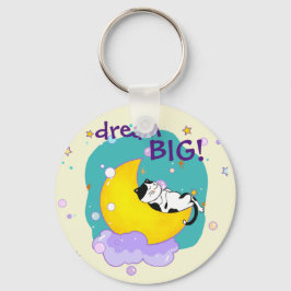 「ドリームビッグキャットオンムーン感動的引用文 キーホルダー