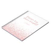 ドリームビッグシャインブライト!ピンクグリッター パーソナライズされた ノートブック (左側)