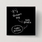 ドリームビッグセットゴールのアクションやる気を起こさせる引用文 缶バッジ (正面)