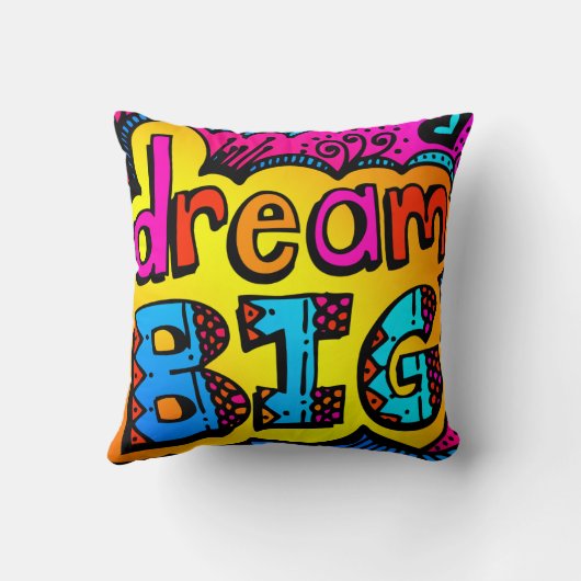 ドリームビッグネオングラフィティ漫画ブックイラストレーション クッション (裏面)