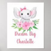 ドリームビッグピンクエレファントベビーガール子供部屋ウォール ポスター (正面)