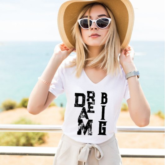 ドリームビッグブラックグランジタイポグラフィインスパイアズ引用文 Tシャツ