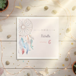 ドリームビッグボホドリームキャッチャー誕生日 スタンダードランチョンナプキン