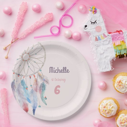 ドリームビッグボホドリームキャッチャー誕生日 ペーパープレート (パーティー)