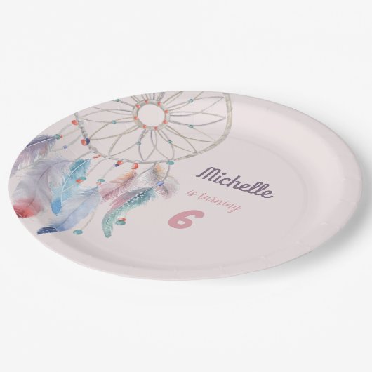 ドリームビッグボホドリームキャッチャー誕生日 ペーパープレート (アングル)