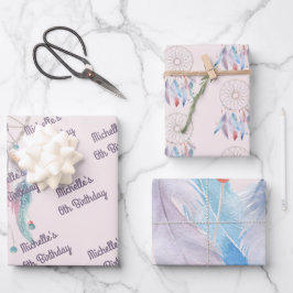 ドリームビッグボホドリームキャッチャー誕生日 ラッピングペーパーシート