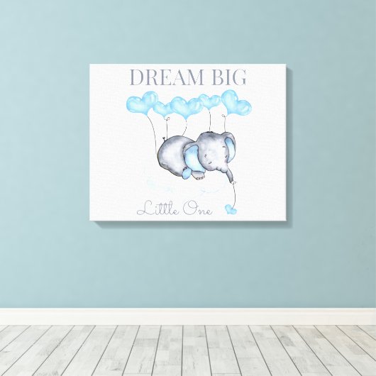ドリームビッグリトルワンカワイイ男の赤ちゃんゾウ キャンバスプリント (インサイチュ (ウッドフロア))
