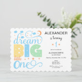 ドリームビッグリトルワンブルー男の赤ちゃん1st誕生日 招待状 (スタンド正面)