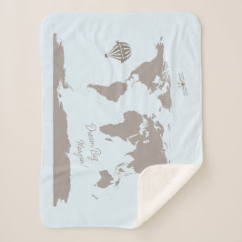 ドリームビッグワールドトラベラーブルーパーソナライズされたベビー シェルパブランケット
