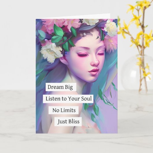 ドリームビッグ感動的引用文のための娘 カード (黄色い花)