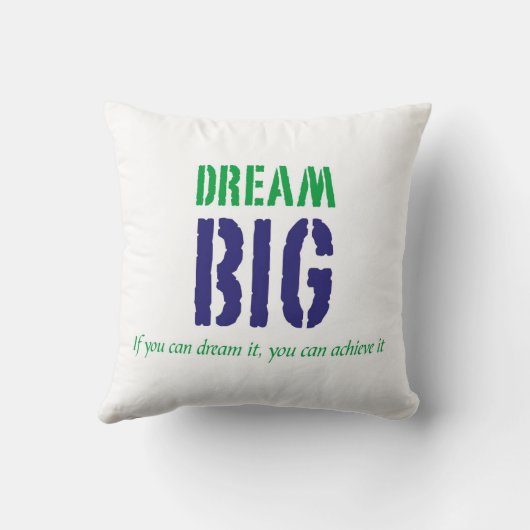 ドリームビッグ感動的引用文タイポグラフィ クッション (裏面)