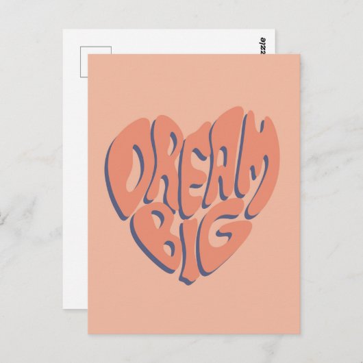 ドリームビッグ:サンゴとアプリコットやる気を起こさせるアドバイス ポストカード (正面/裏面)